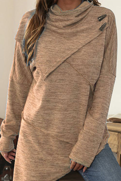 Casual Solid Patchwork Asymmetrical Scarf Collar Tops