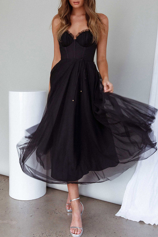 Vestidos de princesa elegantes y dulces con escote en V liso (8 colores)