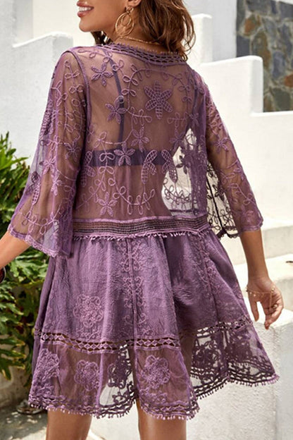 Traje de baño sexy de vacaciones sólido ahuecado para cubrirse