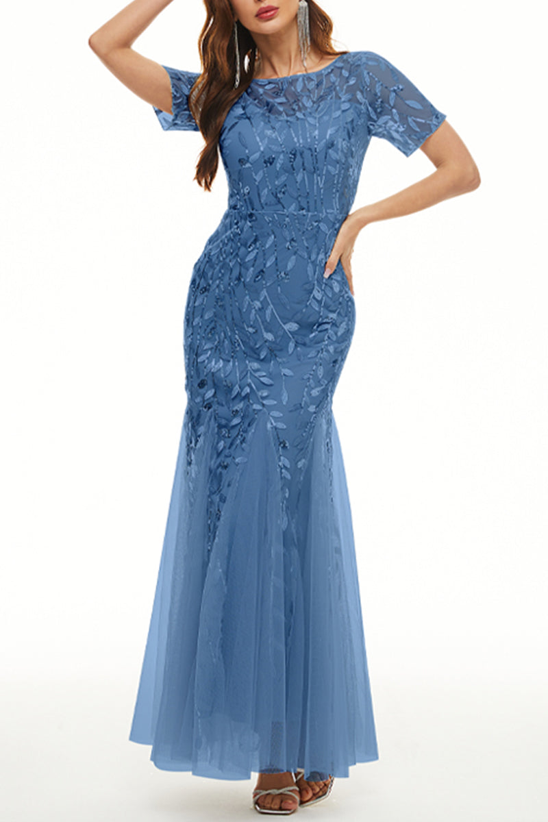 Celebrities Elegant Patchwork Sequins O Neck Evening Dress Dresses(11 Colors)