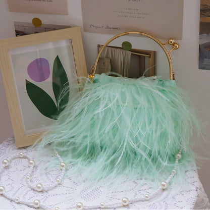 Bolsos casuales de fiesta diarios con parches sólidos y plumas