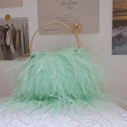 Casual Daily Party Solid Patchwork Feathers Bags