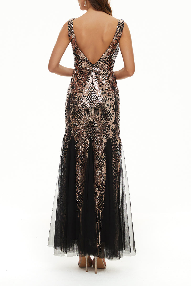 Elegant College Patchwork Sequins V Neck Evening Dress Dresses(4 Colors)£©