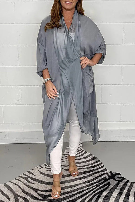 Prenda exterior informal de cuello tipo cárdigan de color liso (4 colores)