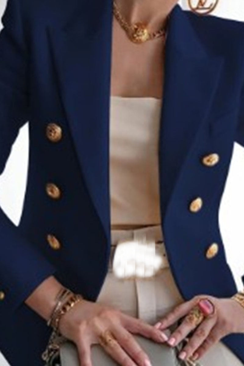 Prendas de abrigo informales de moda con cuello vuelto y parches lisos (8 colores)