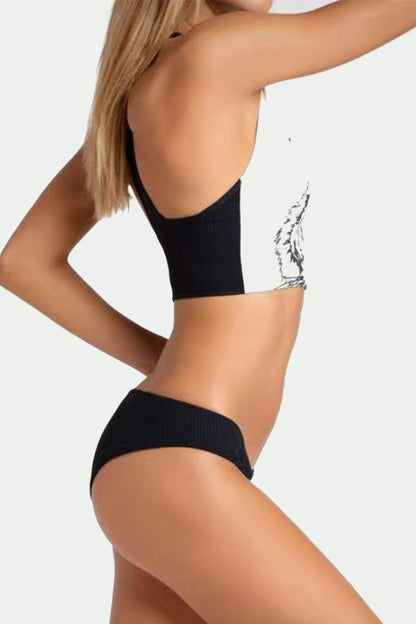 Bikini sexy con cremallera y estampado de tigre