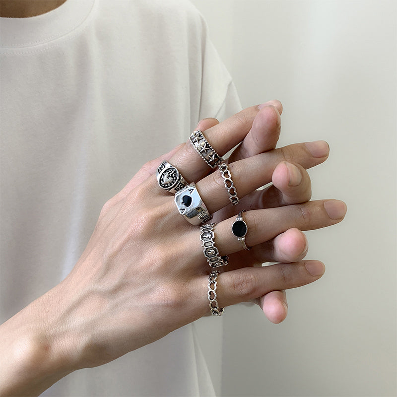 Street Geometric Hollow Ring Set
