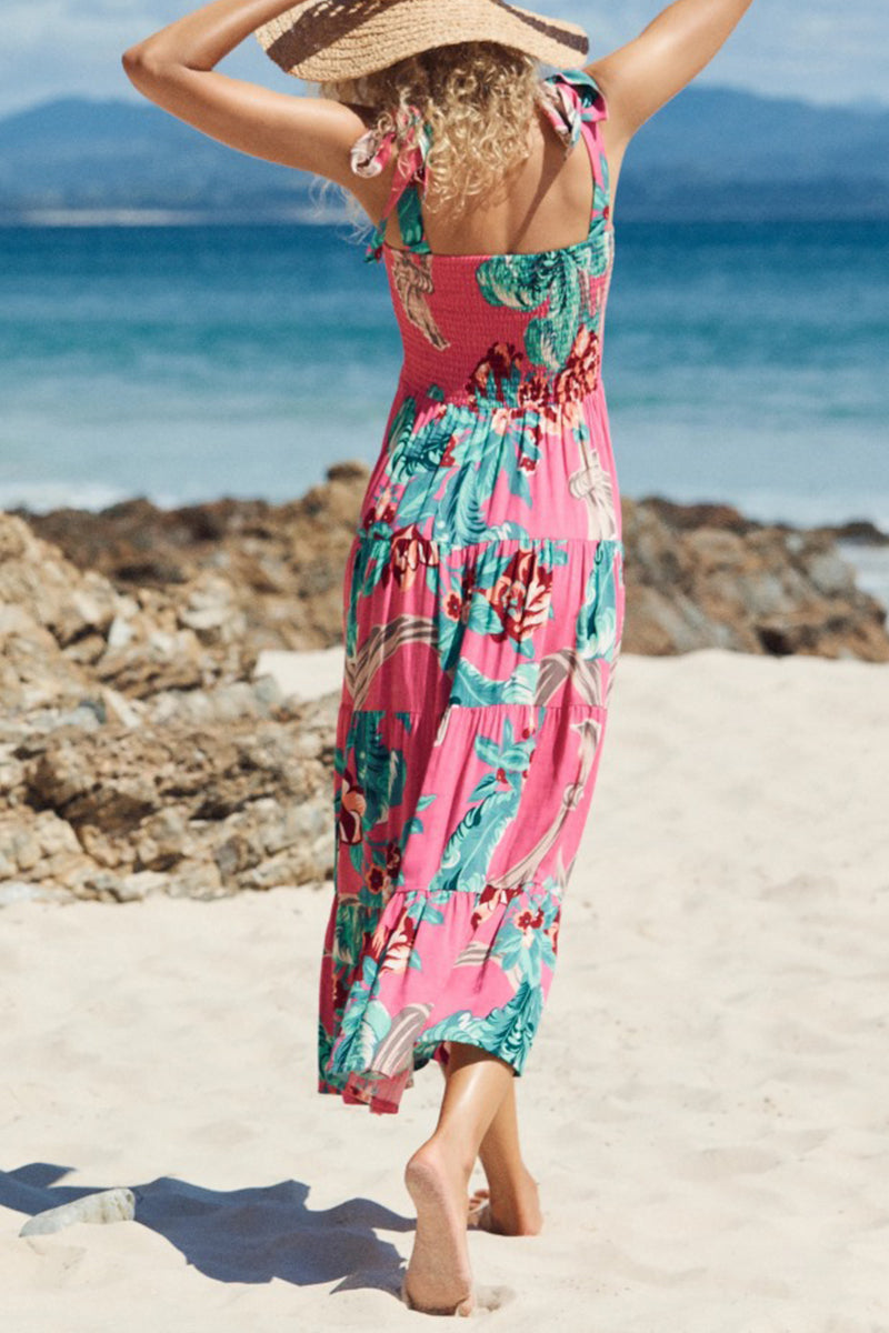 Fashion Street Dot Patchwork Spaghetti Strap Printed Dresses