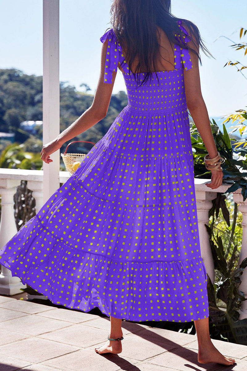 Vestidos estampados con tirantes finos, patchwork y lunares de moda urbana