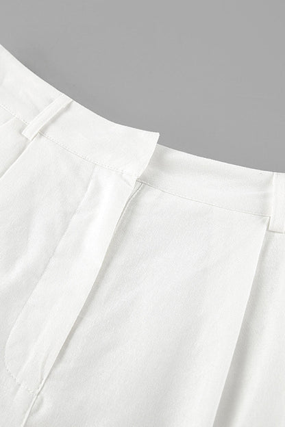 Conjunto informal de dos piezas con cuello en V, sin mangas y bolsillos sólidos (6 colores)