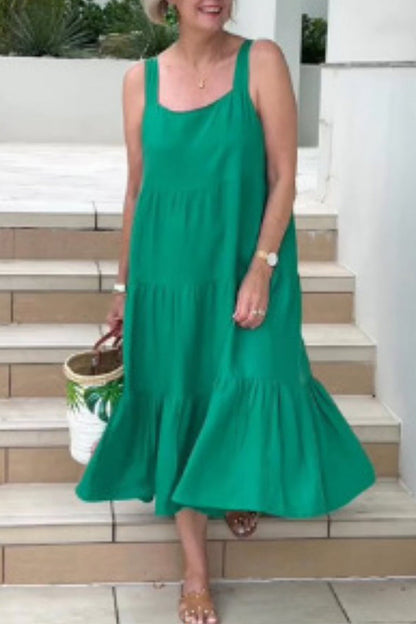 Vestidos casuales de falda con pliegues lisos y sencillos