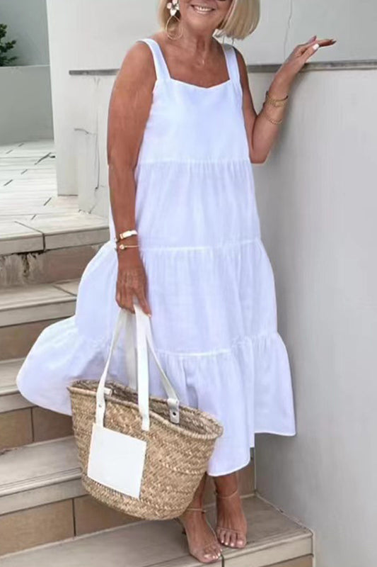 Vestidos casuales de falda con pliegues lisos y sencillos