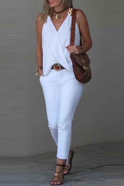 Tops casuales con cuello en V y patchwork con estampado