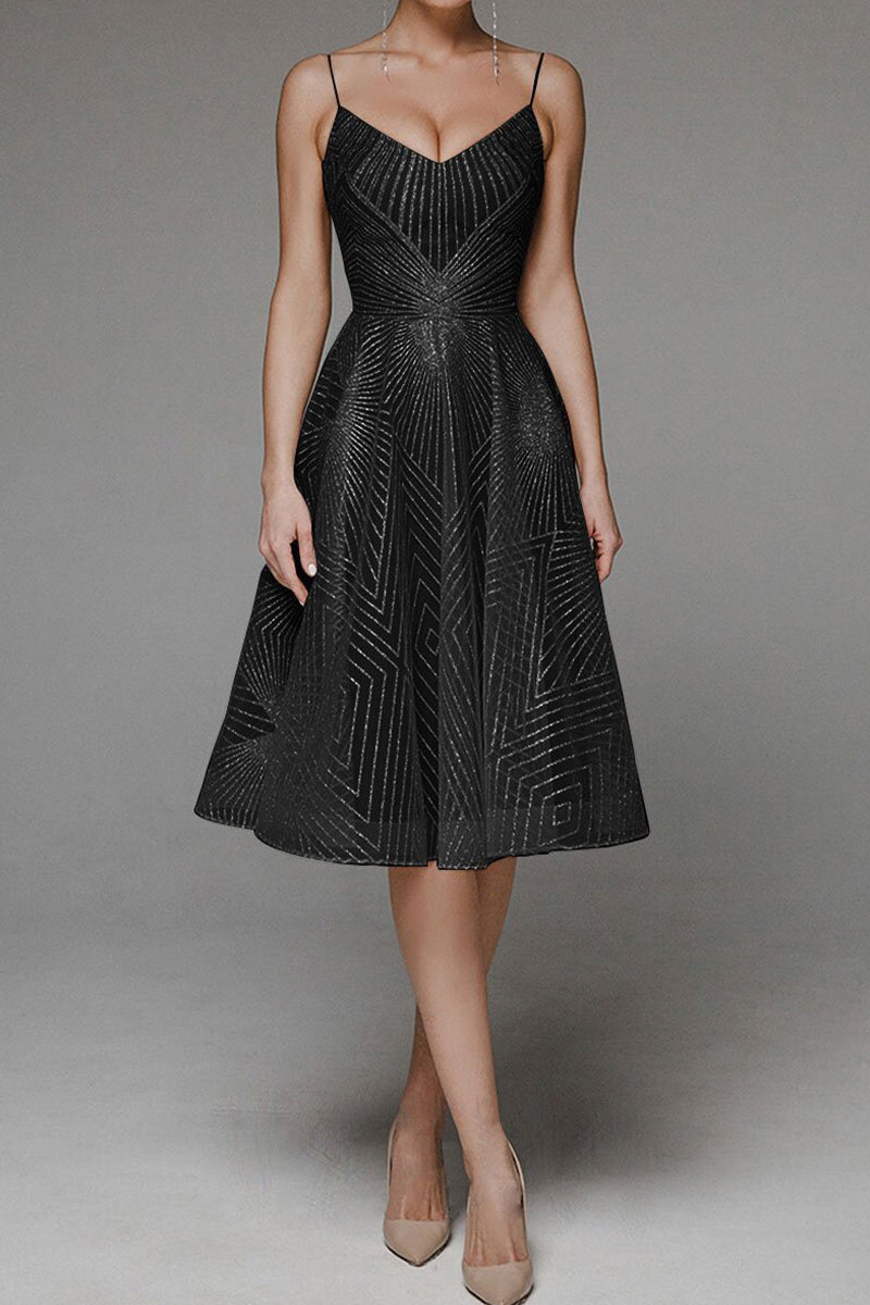 Vestido sexy formal de escote en V liso con tirantes (8 colores)