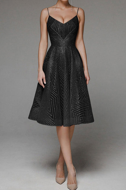 Vestido sexy formal de escote en V liso con tirantes (8 colores)