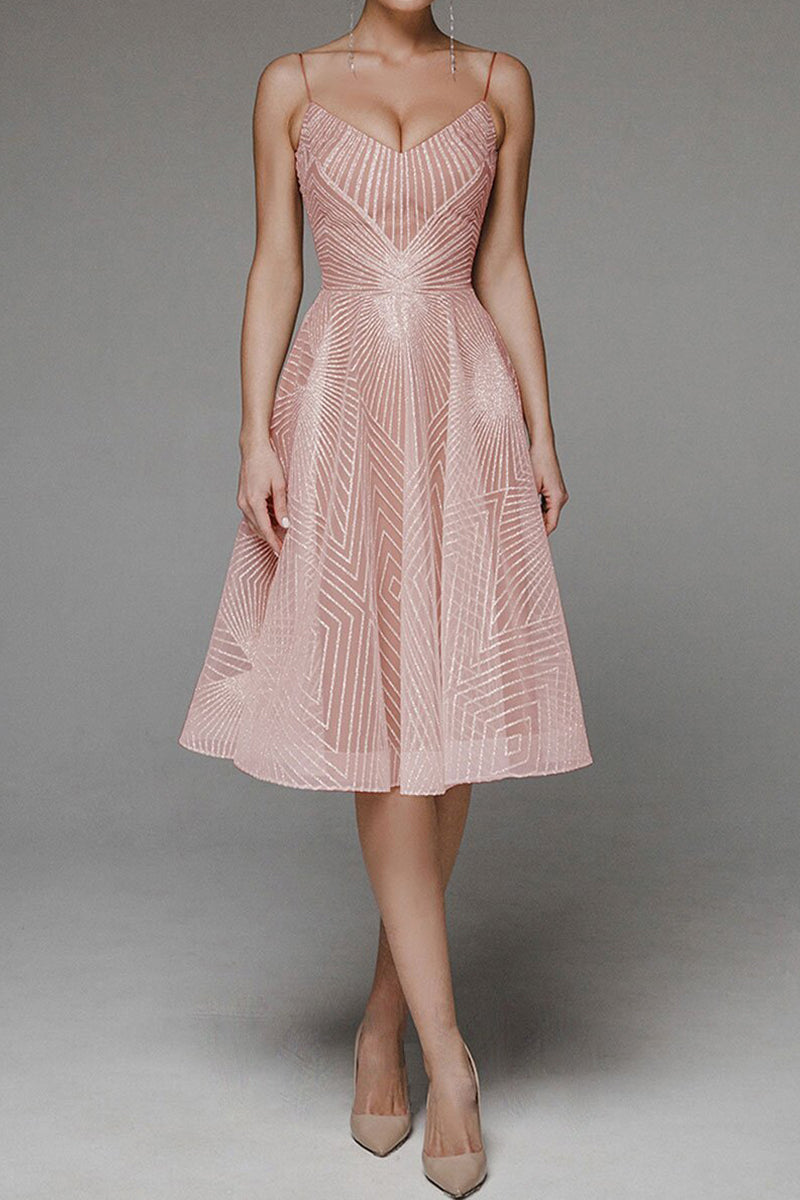 Vestido sexy formal de escote en V liso con tirantes (8 colores)