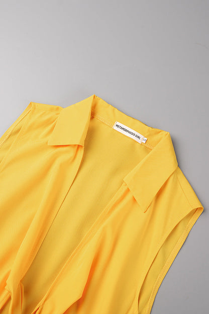 Sexy Solid Bandage Hollowed Out Patchwork Fold Turndown Collar Straight Jumpsuits(4 Colors)