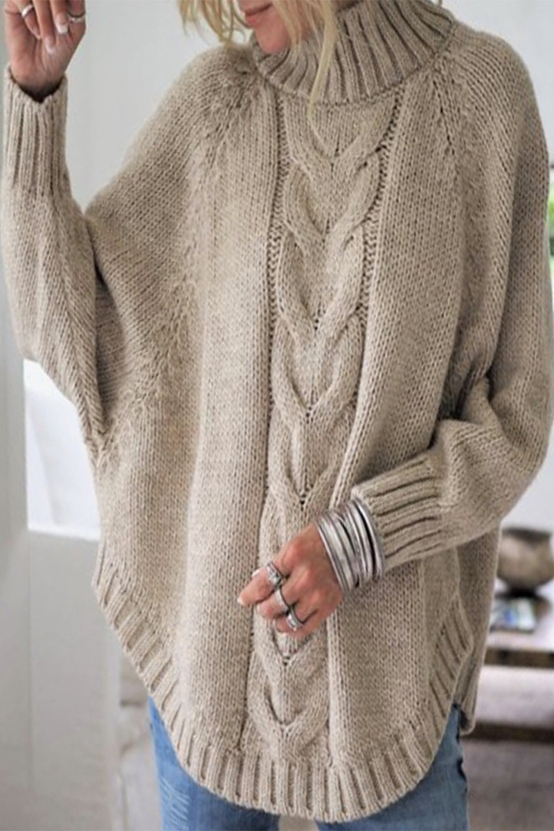 Casual Solid Patchwork Half A Turtleneck Sweaters(6 Colors)