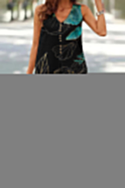 Casual Buttons V Neck Sleeveless Two Pieces(17 Colors)