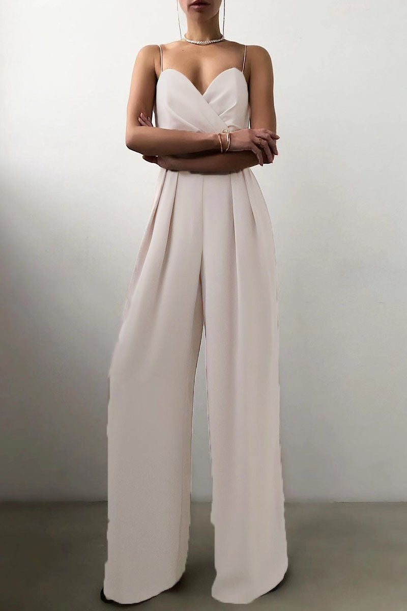 Monos holgados informales de moda con cuello en V y parches lisos (6 colores)