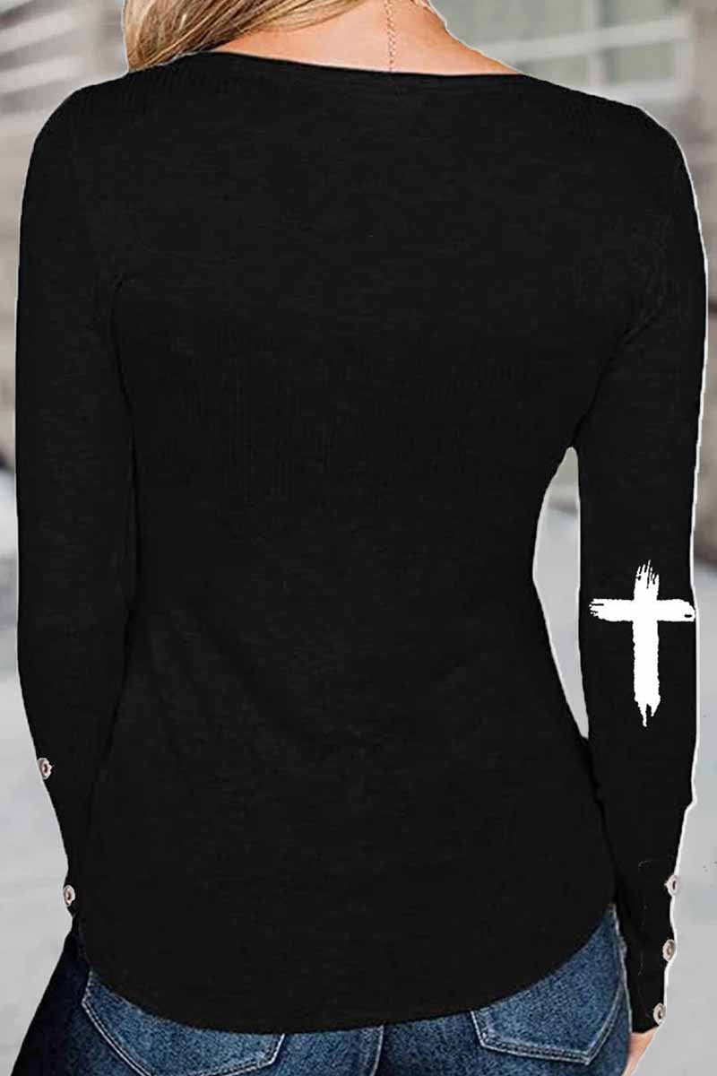 Tops con cuello redondo y letras estampadas de calle