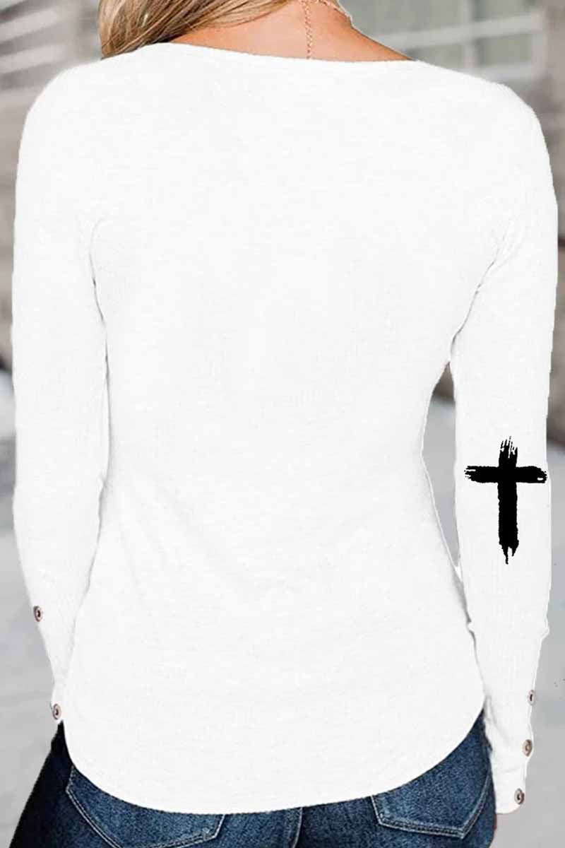 Tops con cuello redondo y letras estampadas de calle