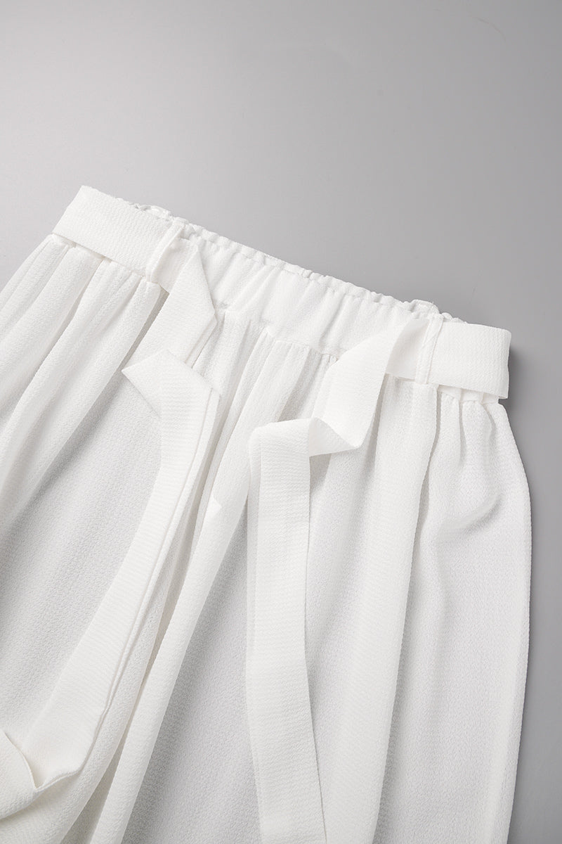 Conjunto informal liso con cinturón, sin tirantes, de tres piezas (4 colores)