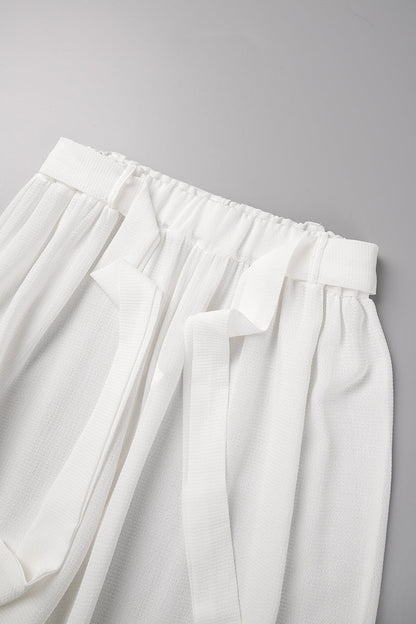 Conjunto informal liso con cinturón, sin tirantes, de tres piezas (4 colores)
