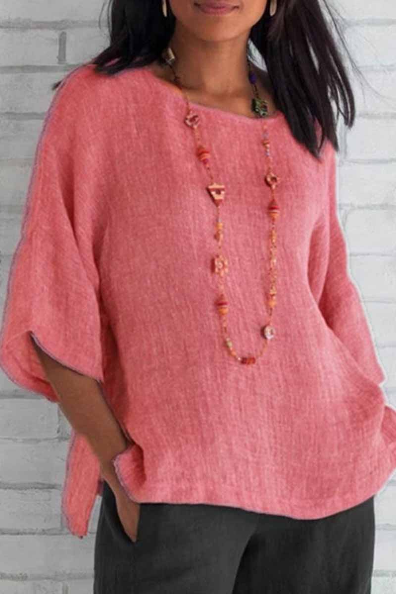 Casual Solid O Neck Blouses(5 Colors)
