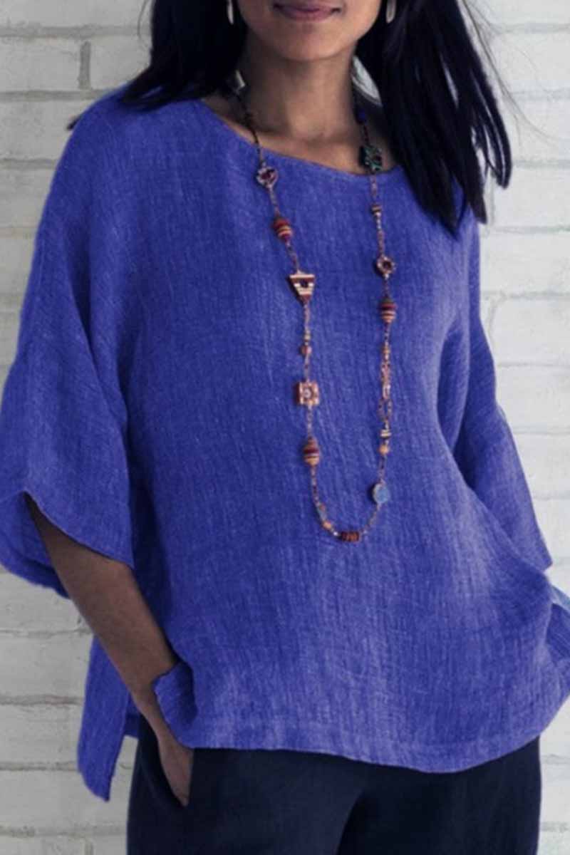 Tops casuales de cuello redondo lisos (4 colores)