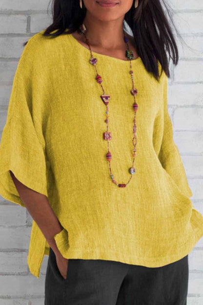 Tops casuales de cuello redondo lisos (4 colores)