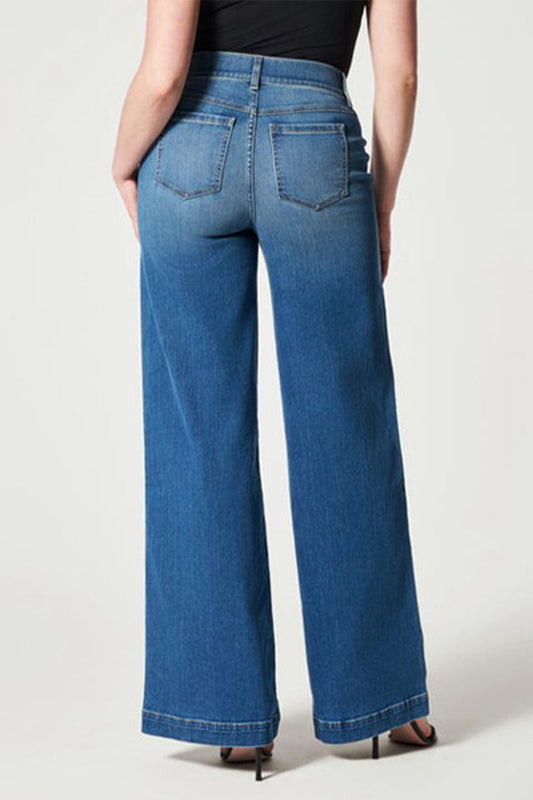 Vaqueros holgados de cintura media con parches lisos de estilo informal de calle