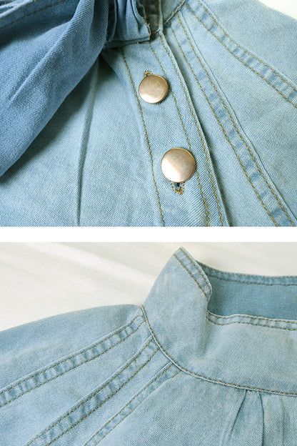 Casual Solid Patchwork Mandarin Collar Blouses