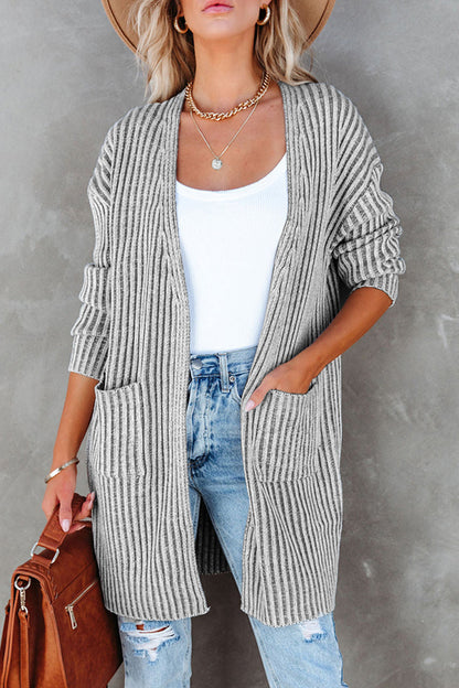 Casual Daily Solid Pocket Cardigan Collar Cardigans(3 Colors)