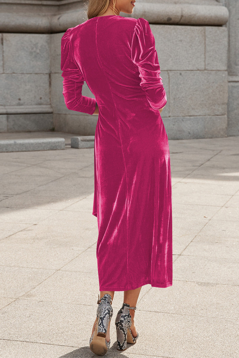 Celebrities Elegant Solid Strap Design V Neck Princess Dresses(6 Colors)