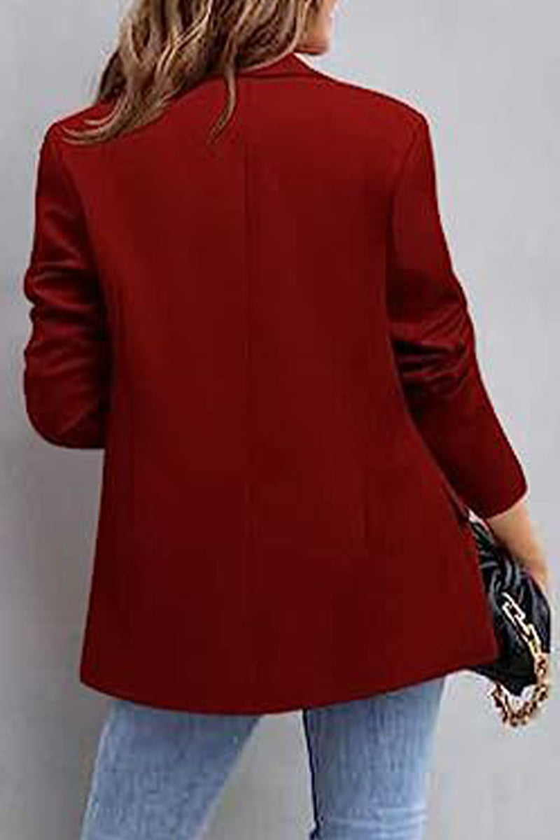 Elegante prenda exterior con cuello vuelto y bolsillos sólidos