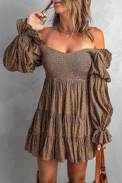 Sexy Floral Patchwork Off the Shoulder Printed Dress Dresses(5 Colors)