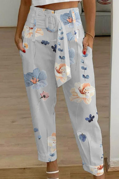 Casual Patchwork Pocket Printing Loose Mid Waist Harlan Else Bottoms(10 Colors)