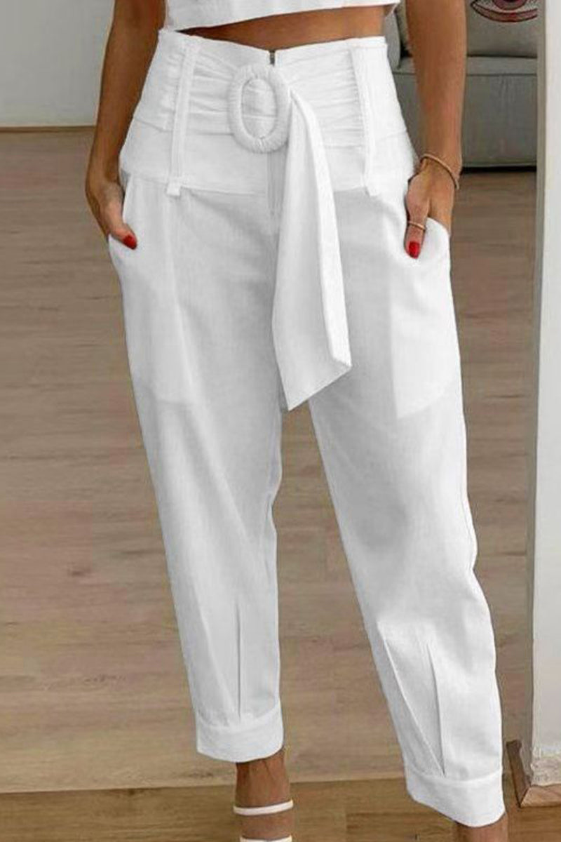 Casual Patchwork Pocket Printing Loose Mid Waist Harlan Else Bottoms(10 Colors)