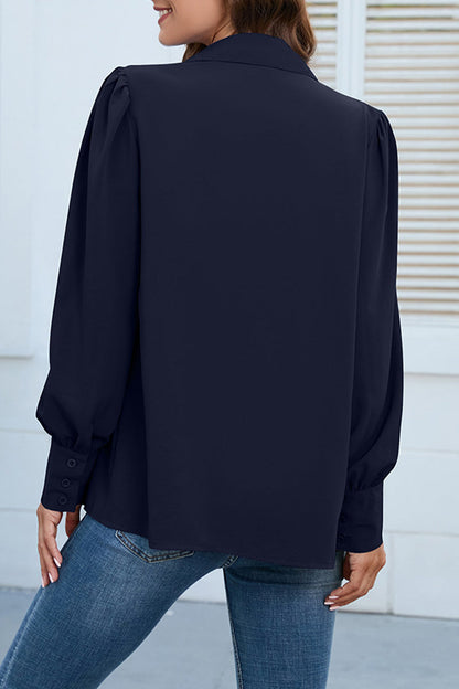 Casual Solid Buttons Shirt Collar Blouses(8 Colors)