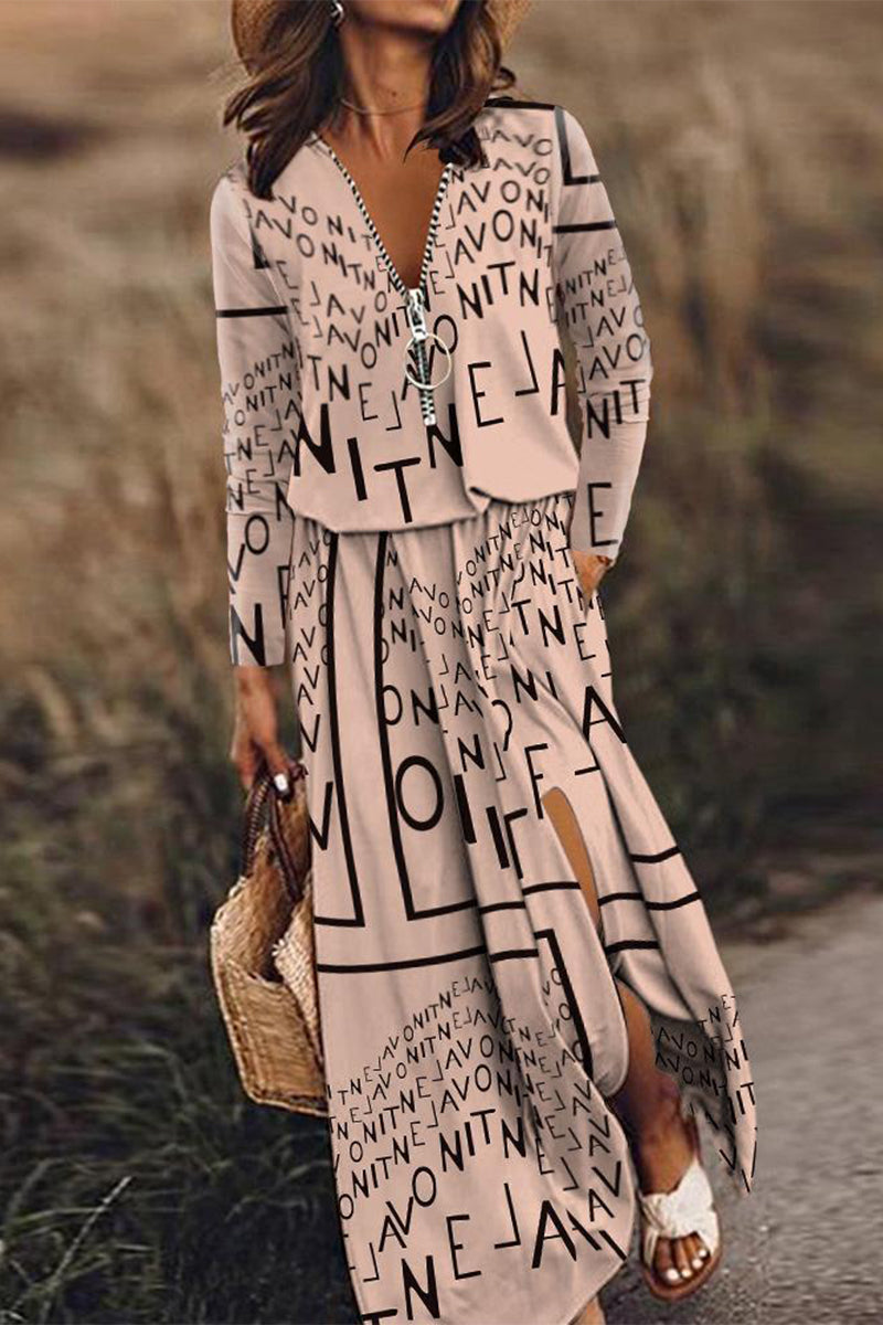 Casual Patchwork Zipper V Neck Irregular Dress Dresses(6 Colors)