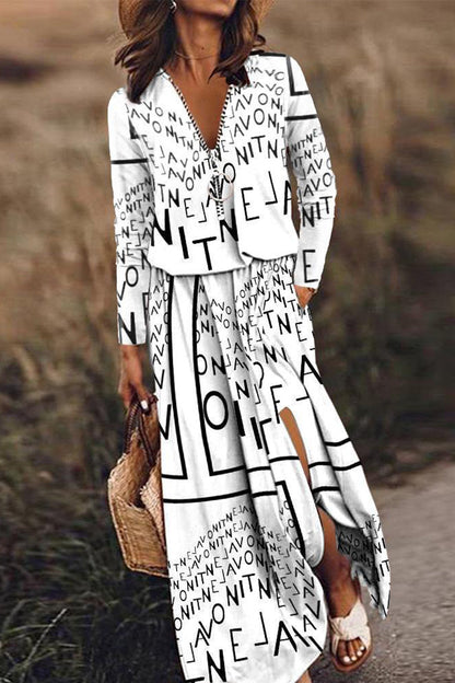 Casual Patchwork Zipper V Neck Irregular Dress Dresses(6 Colors)