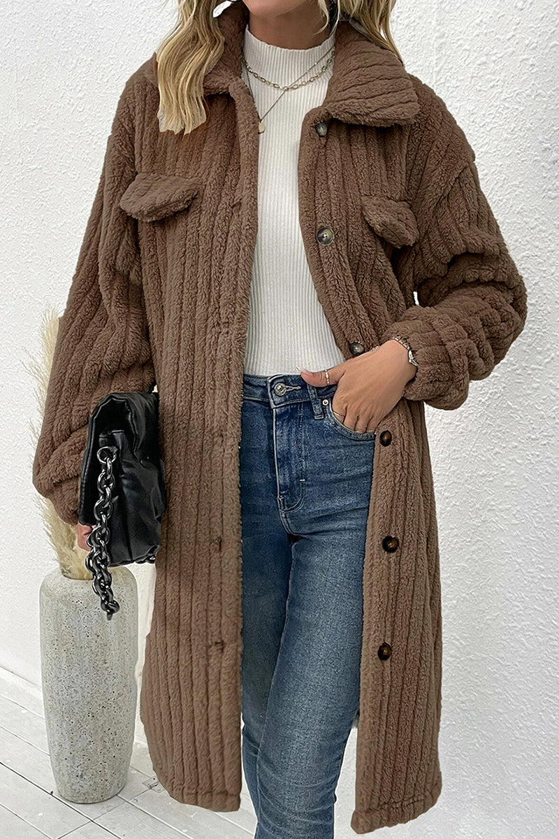 Elegante prenda exterior con botones lisos y cuello vuelto (3 colores)