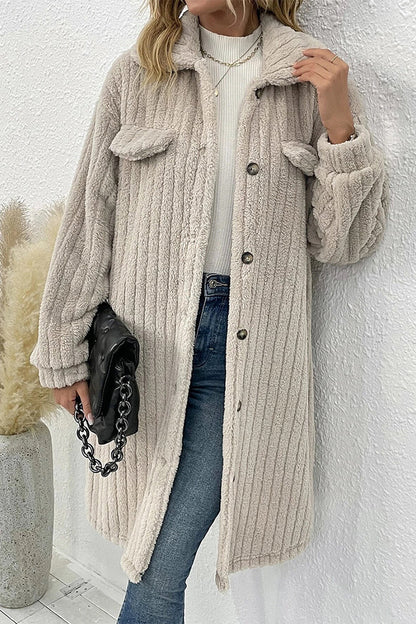 Elegante prenda exterior con botones lisos y cuello vuelto (3 colores)
