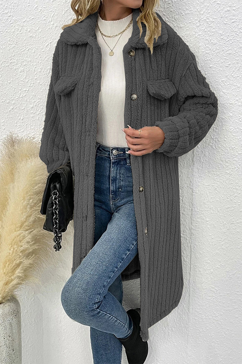 Elegante prenda exterior con botones lisos y cuello vuelto (3 colores)