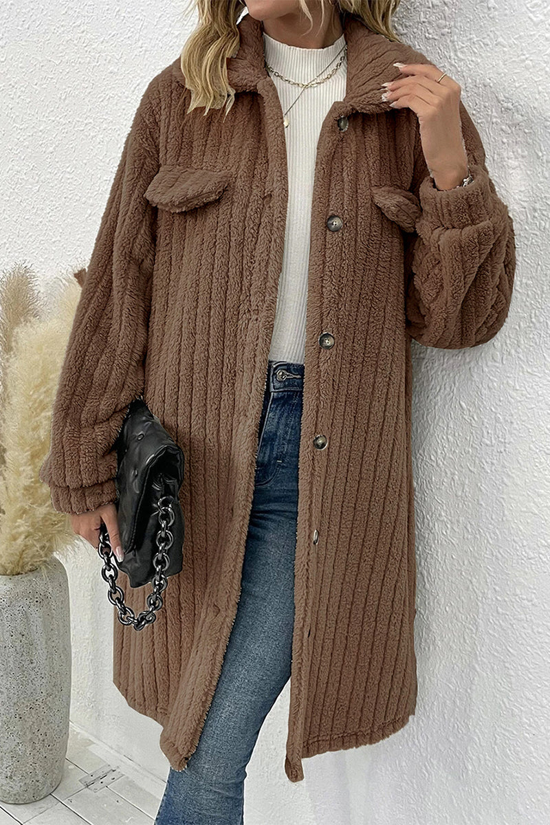 Elegante prenda exterior con botones lisos y cuello vuelto (3 colores)