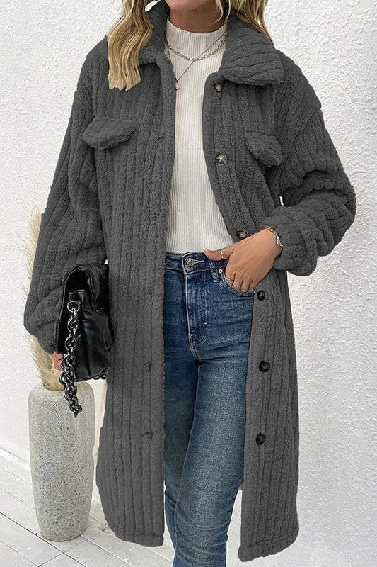 Elegante prenda exterior con botones lisos y cuello vuelto (3 colores)