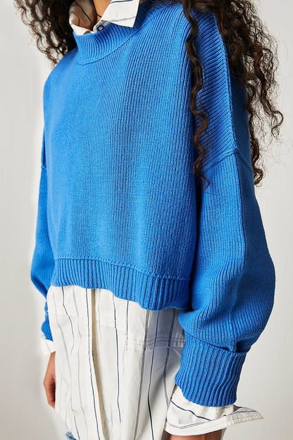 Tops casuales de cuello redondo con parches sólidos