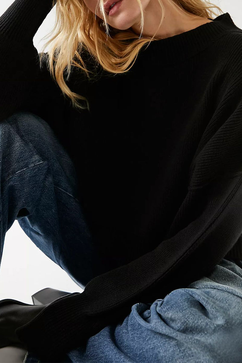 Tops casuales de cuello redondo con parches sólidos