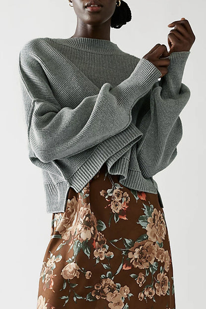 Tops casuales de cuello redondo con parches sólidos